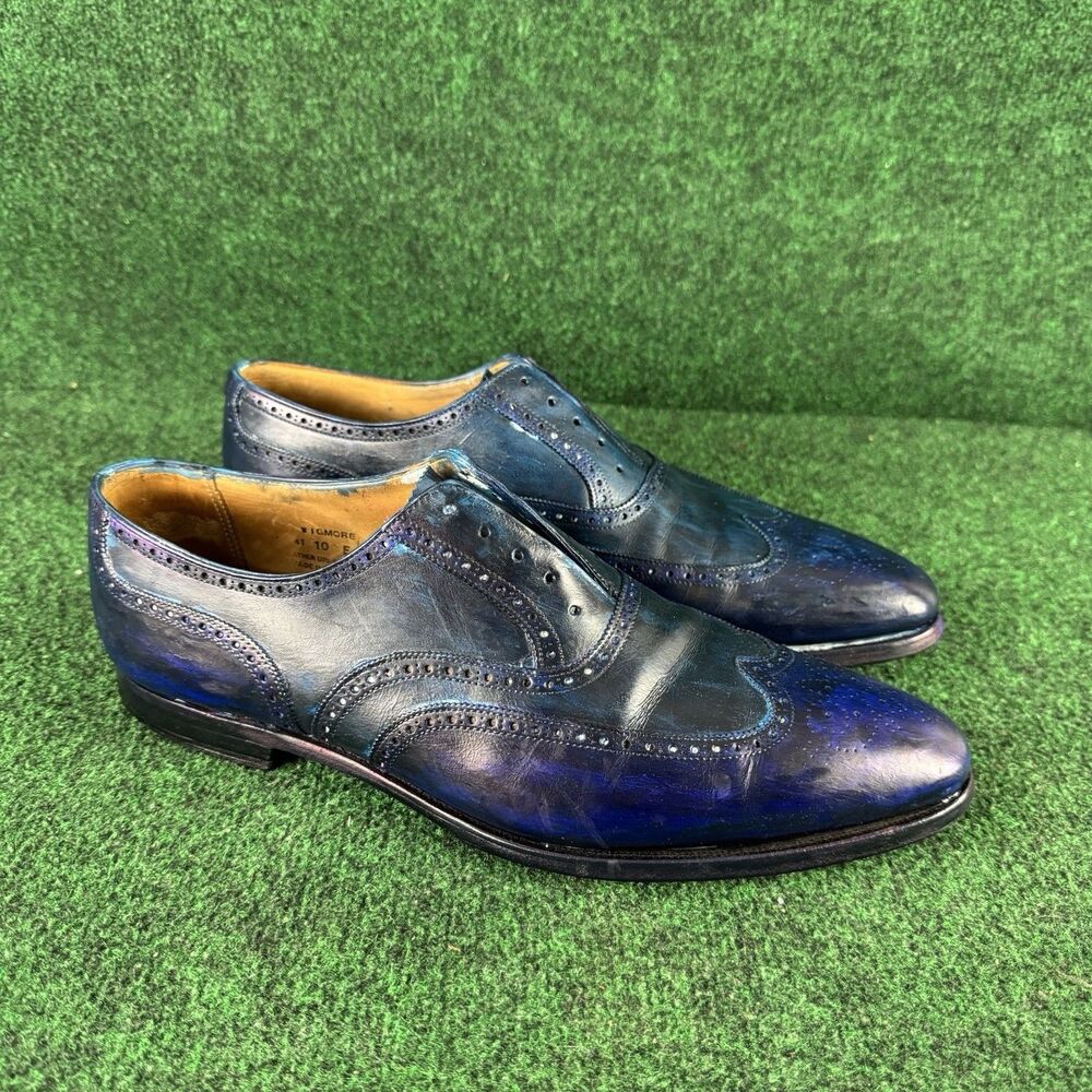 Crockett & Jones Wigmore Blue Dyed Leather Oxford Brogue Shoes US Size 11 (UK10)